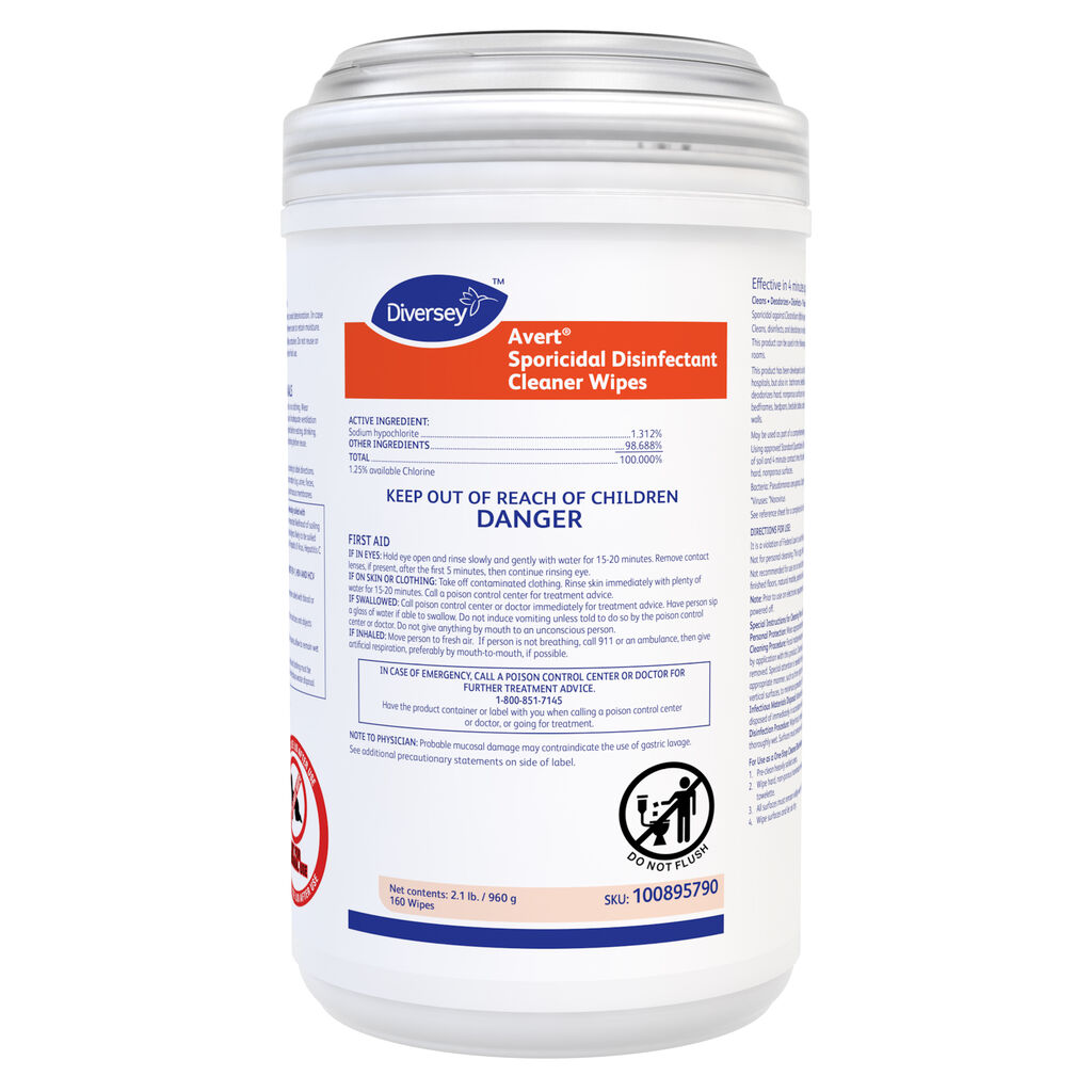 Avert® Sporicidal Disinfectant Cleaner Wipes, 160ea, 12/CT